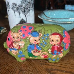Vintage 60’s Green Piggy Bank